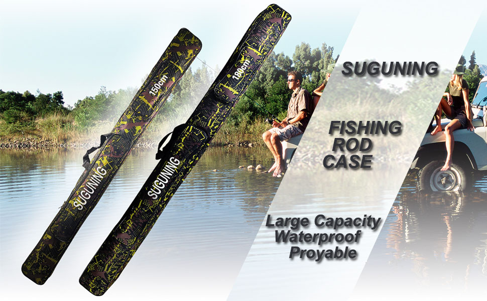 Folding Fishing Rod Case Portable Oxford Pole Tools for Reel Storage Fish Gear Tackle Carry 2 Layer