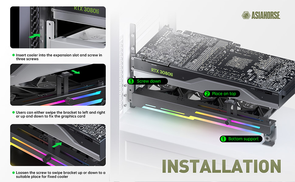 AsiaHorse Graphics Card Cooler with ARGB 5V 3Pin LED and