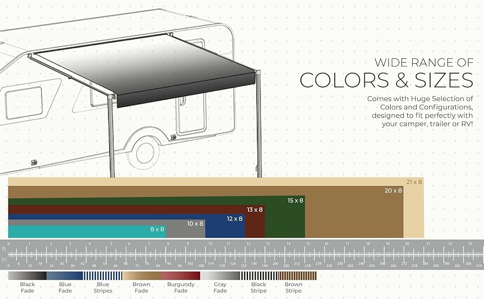 ALEKO RV Awning Fabric Replacement 12' ft W x 8' ft L