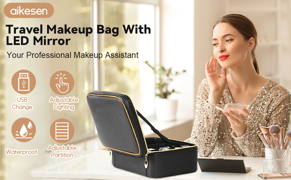 makeup bag with led mirror