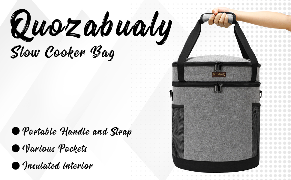 Qozabualy Slow Cooker Bags, 2 Layer Carrying Case for