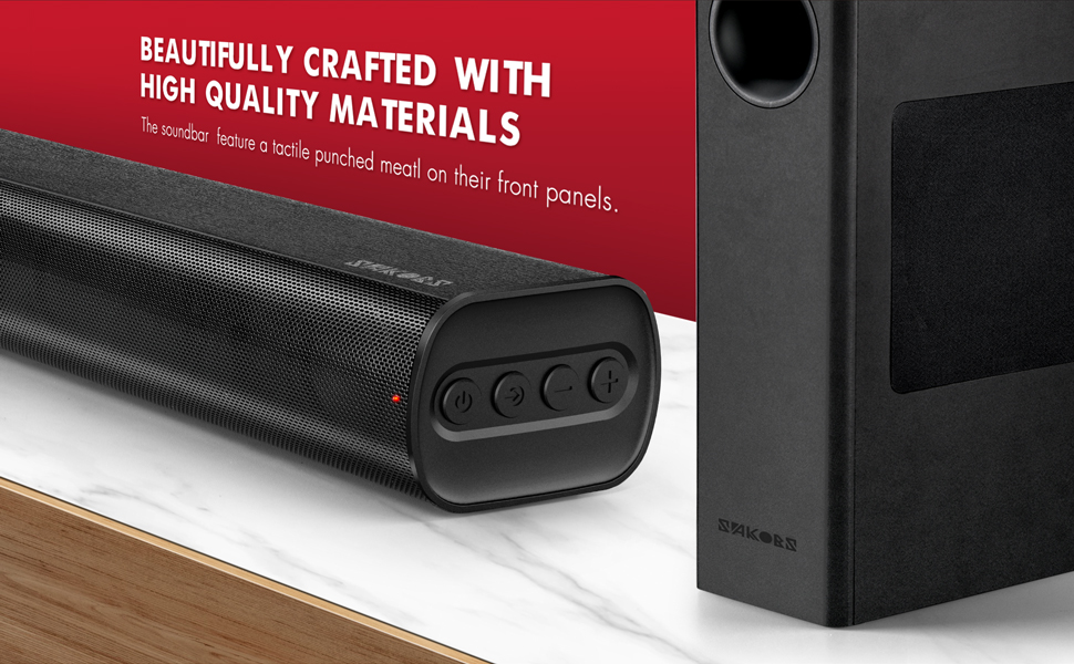 SAKOBS Soundbar with Wireless Subwoofer, 120W Sound Bar for TV with