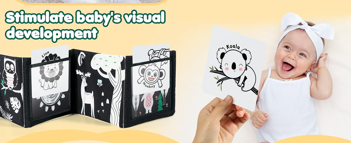 Baby Gifts Visual Stimulation Tummy Time High Contrast Black and White Newborn Cards
