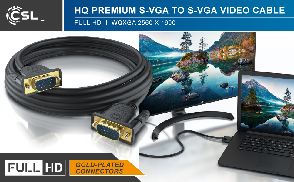 5m Full HD VGA Monitor cable DSub connectors SVGA to