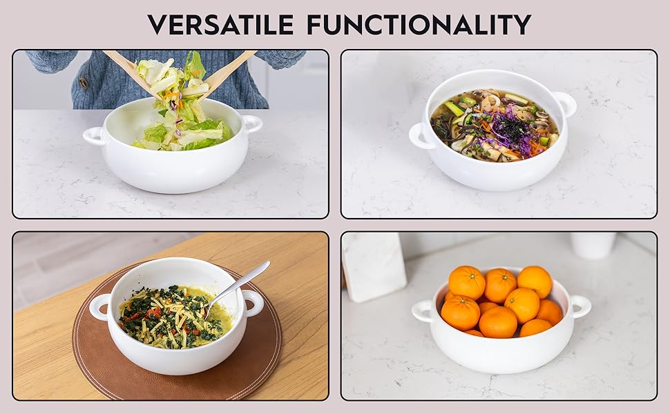 Variety of uses for the bowls: soup, fruit, salad, pasta