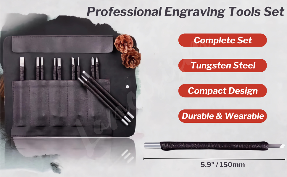 Stone Carving Tool Set of 10, Lancisism Tungsten Steel Carving Kit Chisels Knife Set