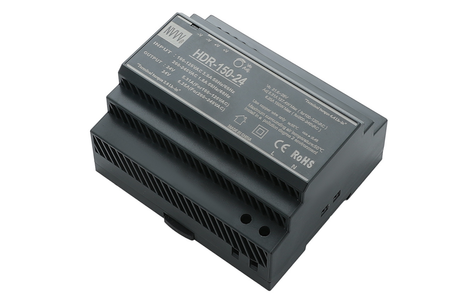 Amazon.com: HDR-150-24 Ultra Slim Step-Shape DIN Rail Power Supply ...