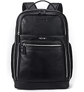 BOSTANTEN Leather Backpacks College 15.6” Laptop Travel Computer Shoulder Backpack For Men Black