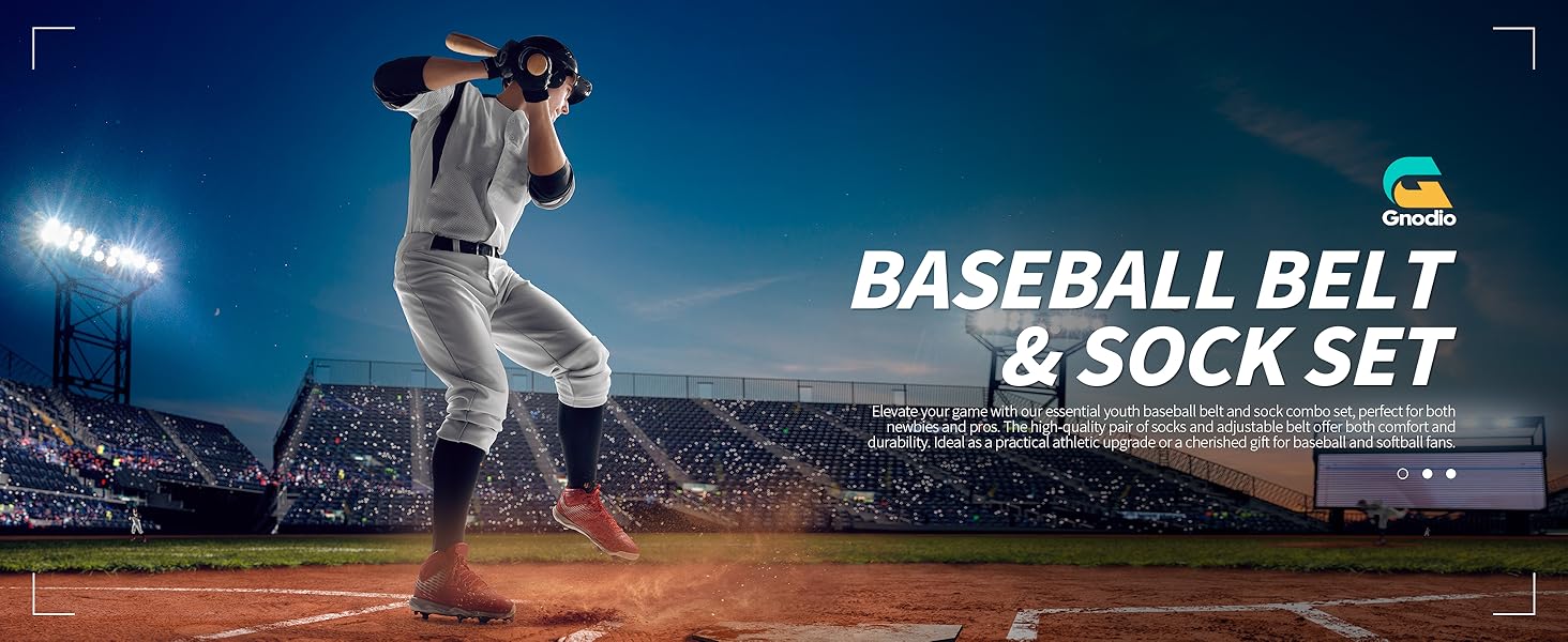 Gnodio Youth Adult Baseball Socks and Belts Combo Set Cotton Baseball