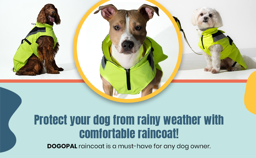 DOGOPAL Dog Raincoat Reflective Dog Rain Jacket