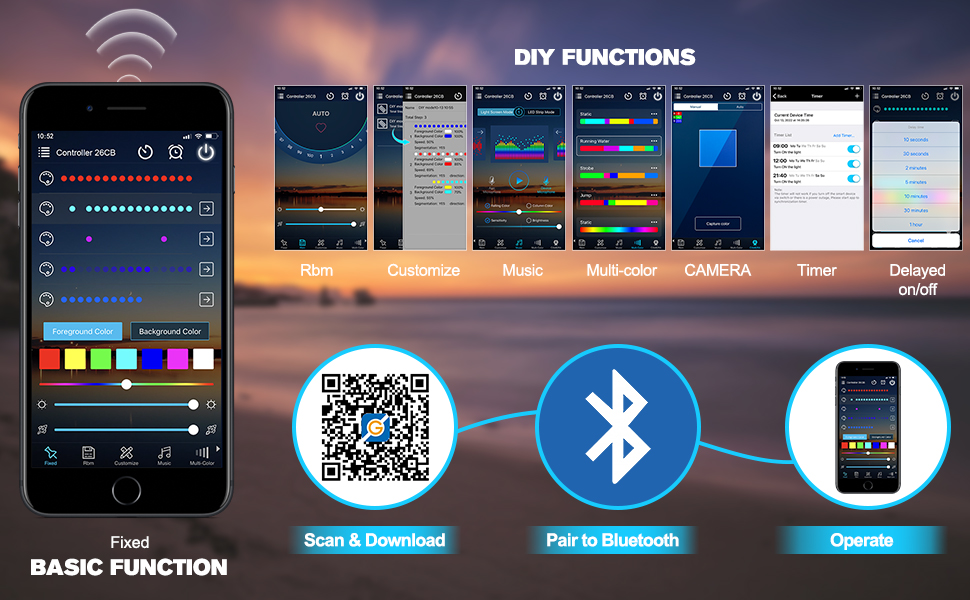 XXK Dream Color Running Board Light Strip Compatible with