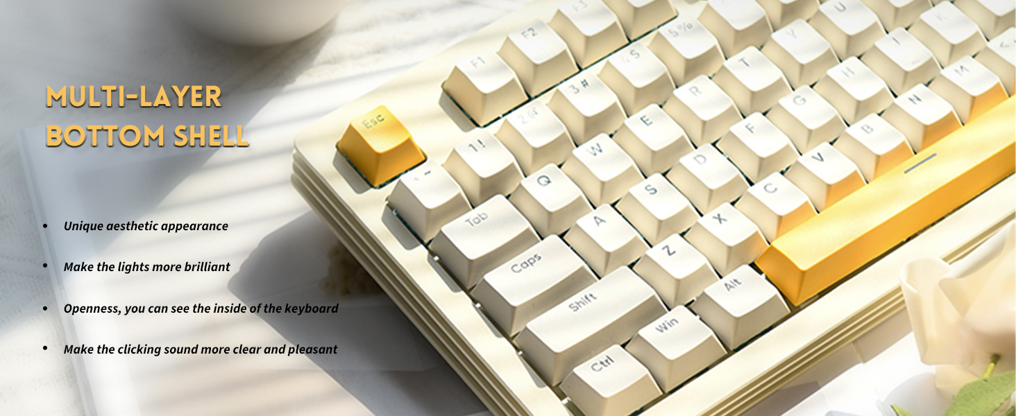 Wireless Mechanical Keyboard, 87 Keys Compact TKL Gaming Keyboard