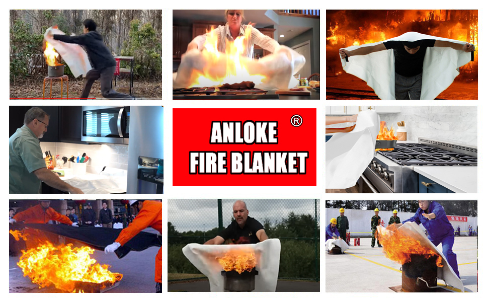 ANLOKE Fire Blankets for Home and Kitchen Safety (2 Pack