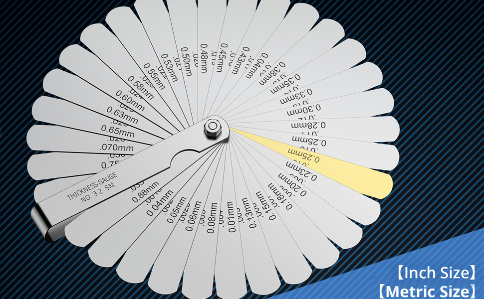 CAMWAY 2Pcs Feeler Gauge Set Stainless Steel Metric/Inch 32