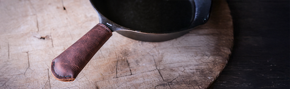 cast iron handle cover sleeve iwachu leather pan protective lodge best handmade usa metal wood fire