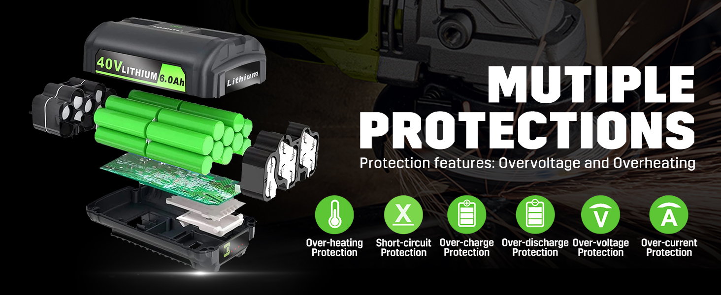 XYTTECH 6.0Ah 40 Volt Lithium Battery Replacement for