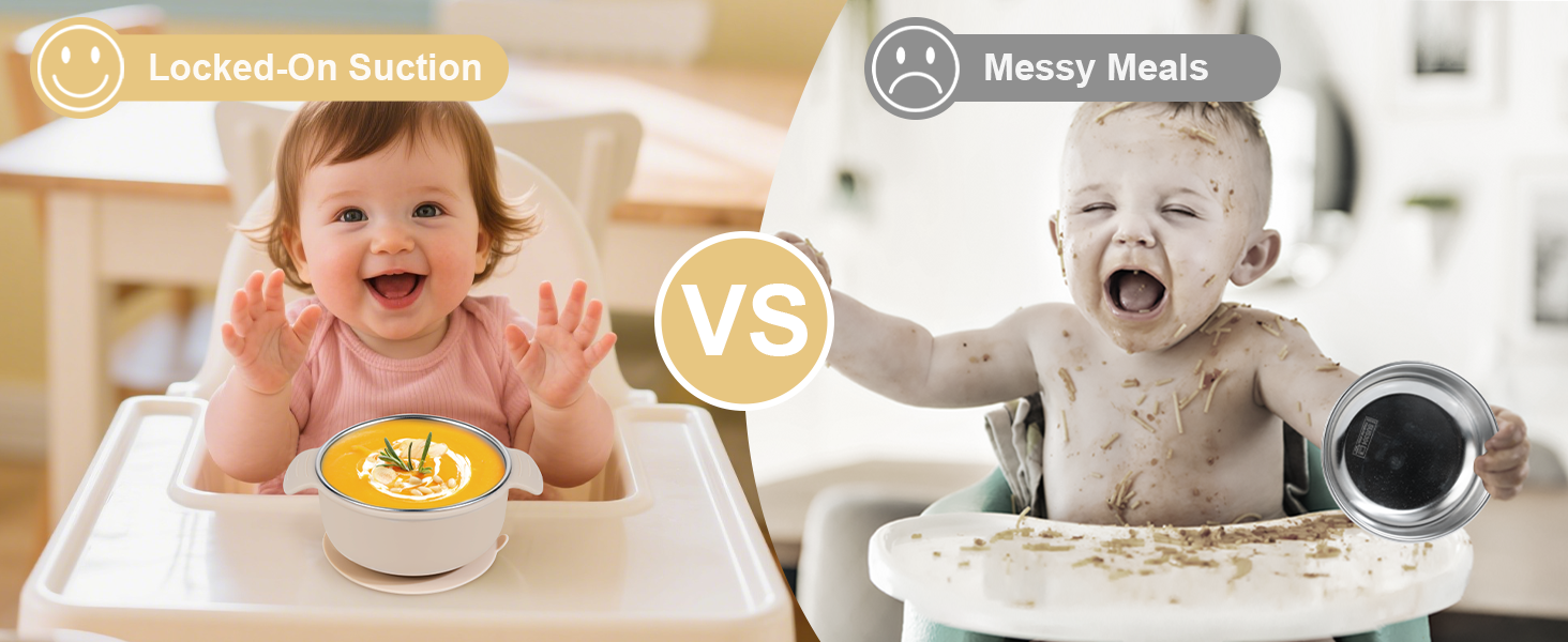 Locked-on suction, say goodbye to messy meals