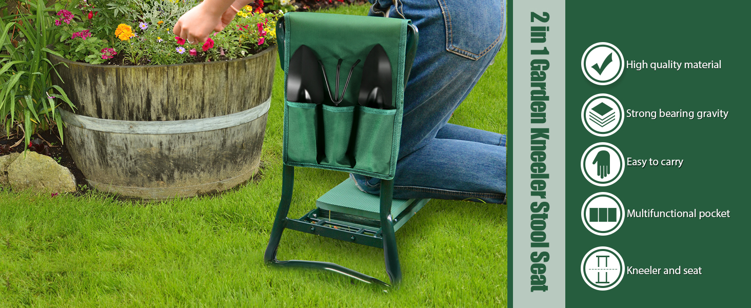 MASTERTOP Garden Kneeler, Folding Gardening Kneeler Seat with Tool