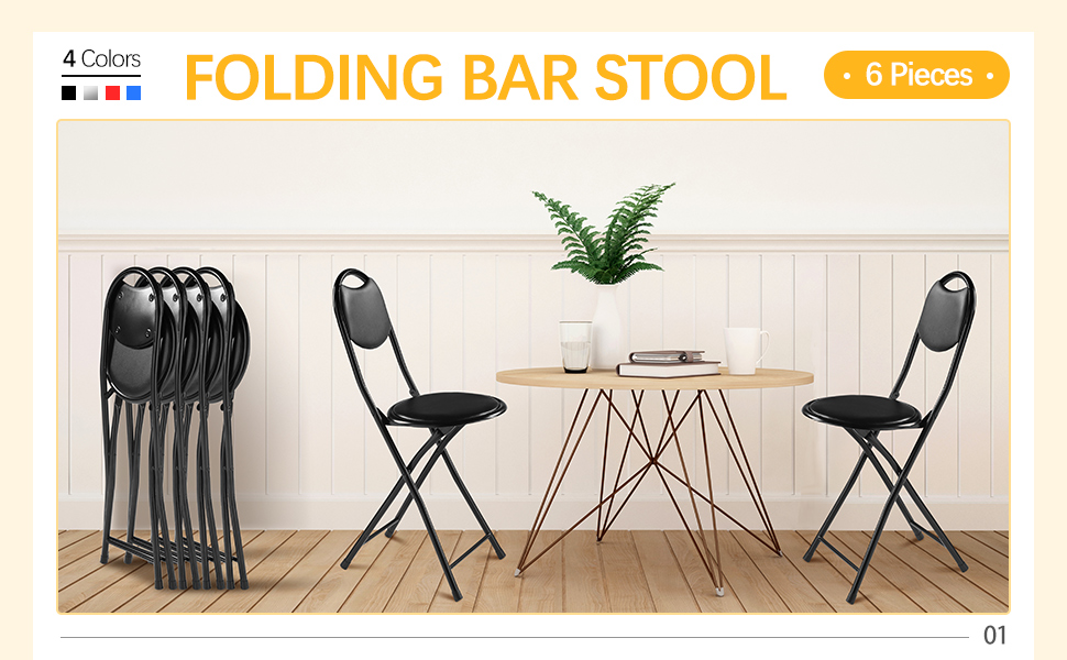 Soaoo 6 Pcs 12 Inch Folding Bar Stool Cushioned Padded