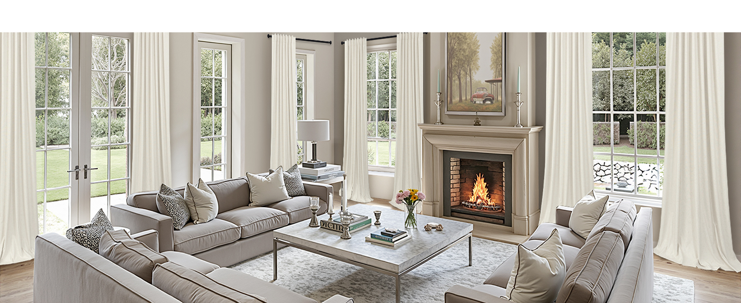 Natural Linen Blackout Curtains for Living Room