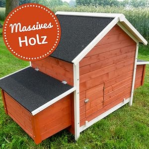 Hühnerstall aus massivem Holz mit Kotschublade Schublade zum Reinigen zooprinz Schieber Tür