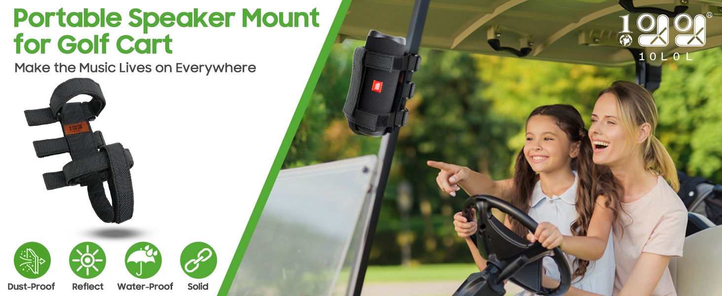 Portable Speaker Mount, Golf Cart Adjustable 2 Strap Speaker Strap for
