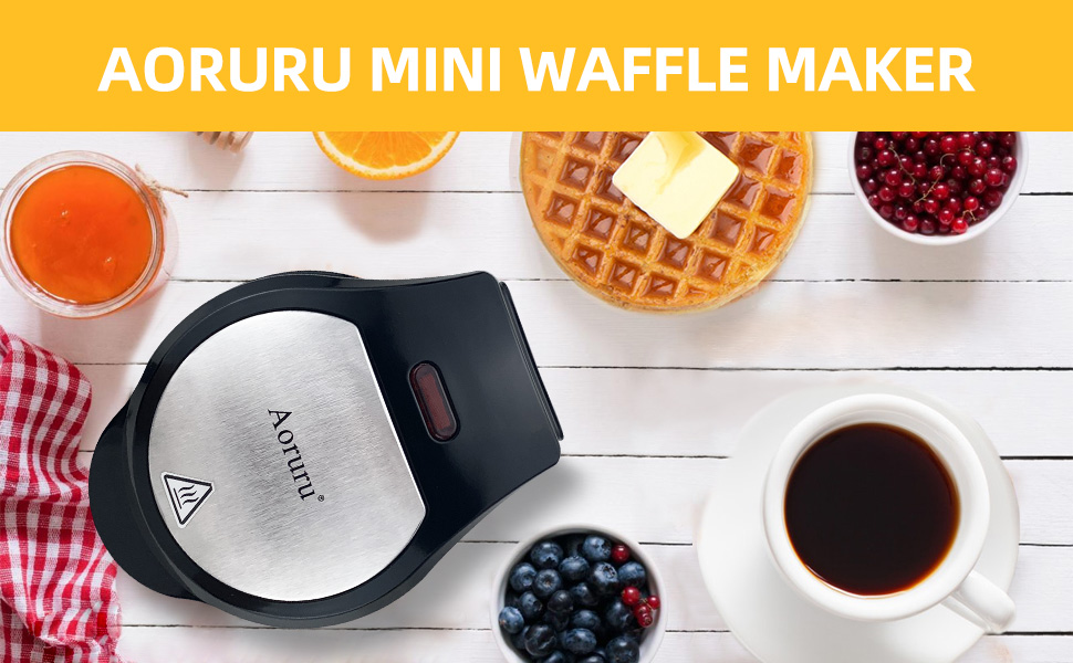 Aoruru Mini Waffle Maker Electric waffle iron Nonstick