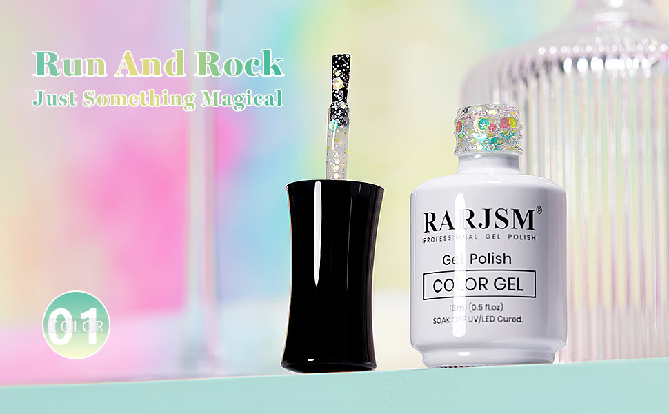 green yellow glitter gel nail polish 01