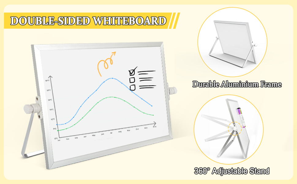 AMUSIGHT Dry Erase White Board, 8" x 12" Double