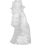 Rockcloud Natural Rock Crystal Hand Holding Rose Figurine, Carving Flower Stone Ornament for Wedd...