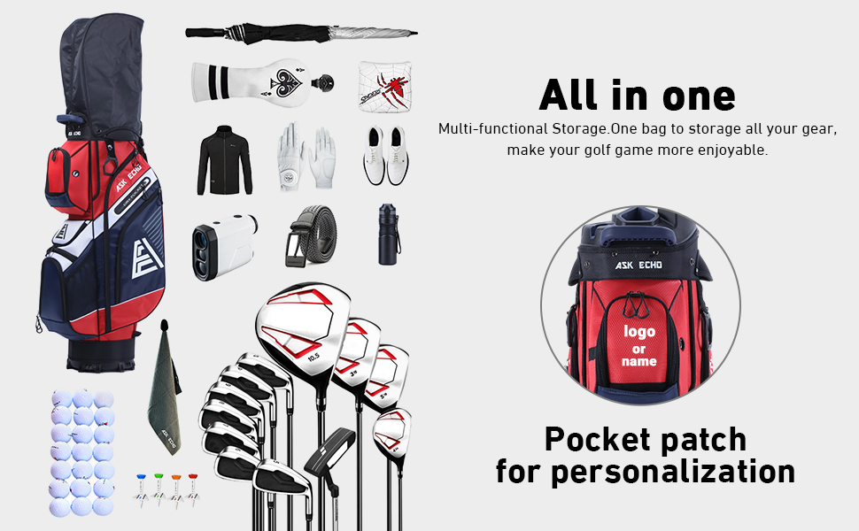 T-LOCK GOLF BAG JUMBO GRIPS ASK ECHO ORGANIZED GOLF CART BAG