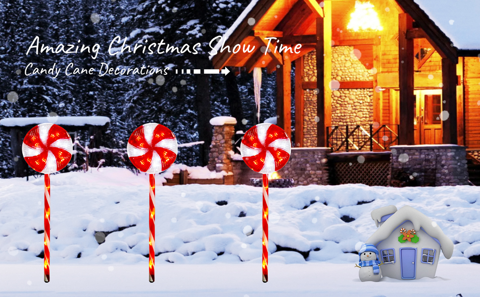 6 Pack Lollipop Christmas Pathway Lights Outdoor 29 inches 120 LED