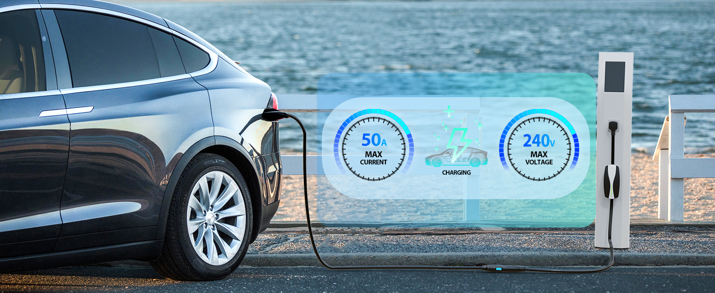 Tesla Extension Cord 21ft, 50Amp Tesla Charger Cable 110V