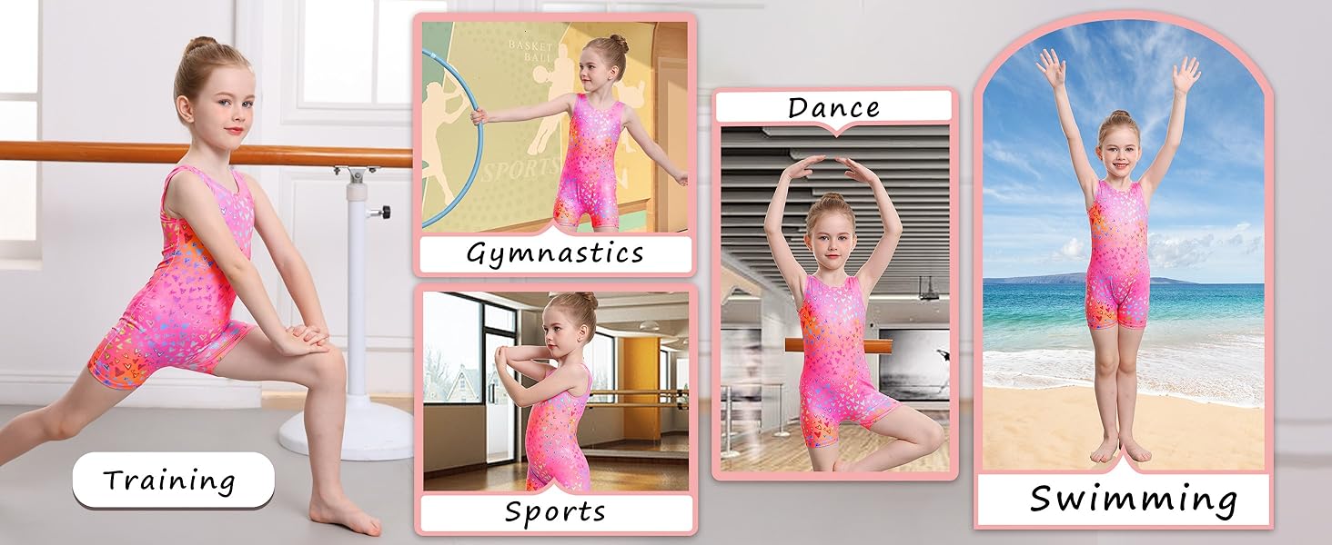 Girls Leotards Pink Hearts