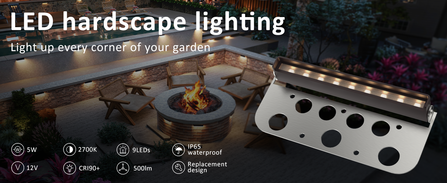 5W 12V 2700K 500lm IP65 low voltage LED hardscape lighting