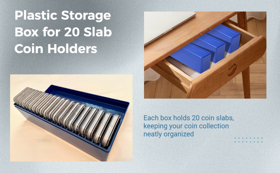 Coin Slab Storage Boxes, 3 Packs Coin Holder Organizer