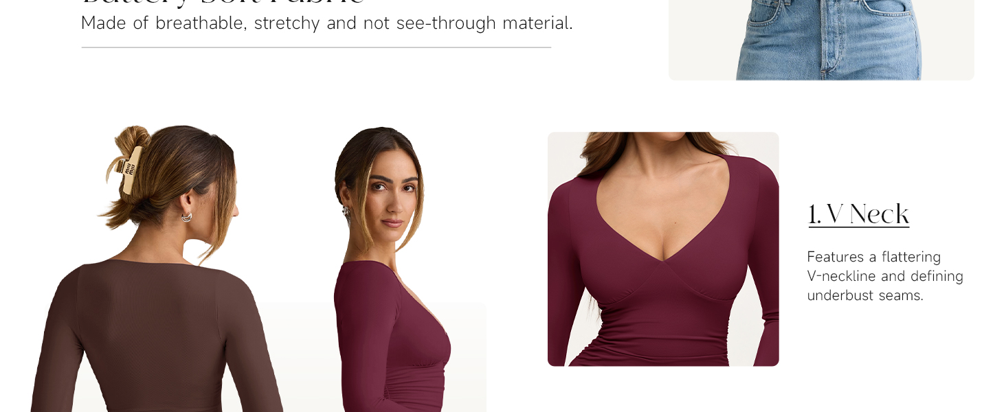 v neck long sleeve shirts for women