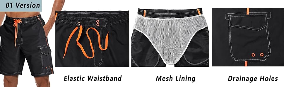 Men's Swim Trunks with Mesh Liner