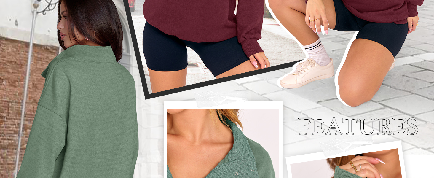 Oversized Henley Neck Sweatshirts for Women 2025 Trendy Fashion Shirts TOPS