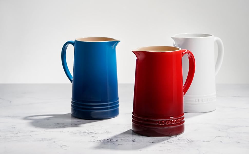 Le Creuset Stoneware Pitcher, 1.6 qt., White Home & Kitchen