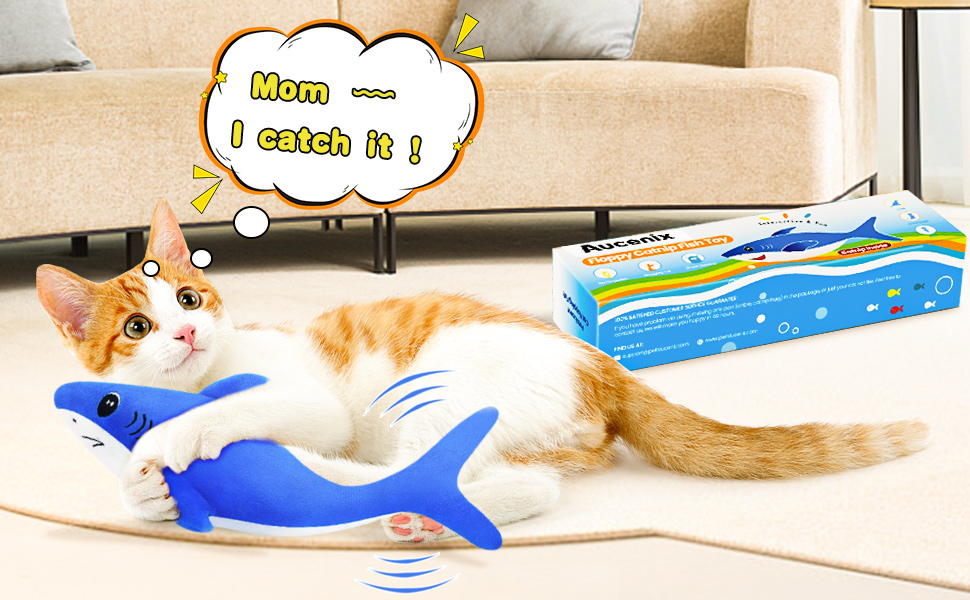Floppy Cat Fish Toy Electric Flapping Moving Toy for Cats,Interactive Strong Flippity Shark