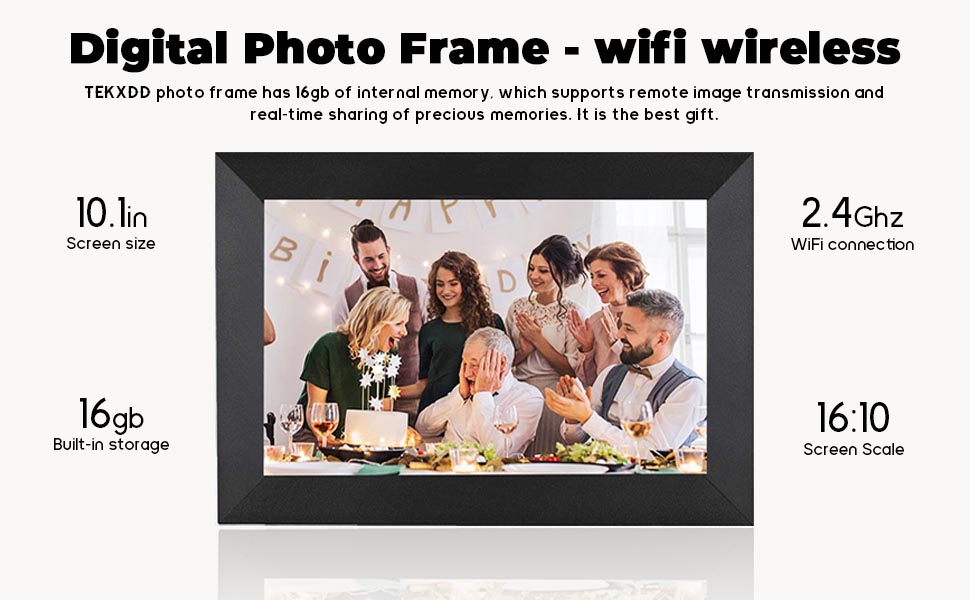 TEKXDD Digital Photo Frame WiFi, 10.1 Inch [Au Version] Smart Cloud