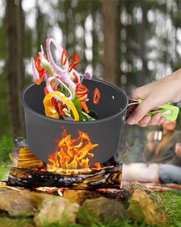 AUTOPkio Camping Cooking Set for 2 People, 18 PCS Camping Cookware Mess Kit with Pans Pots and Gas Stove, 2 Cups, Stainless Steel Tableware for Outdoor BBQ Picnic Hiking Trekking Backpacking 16 cookware set