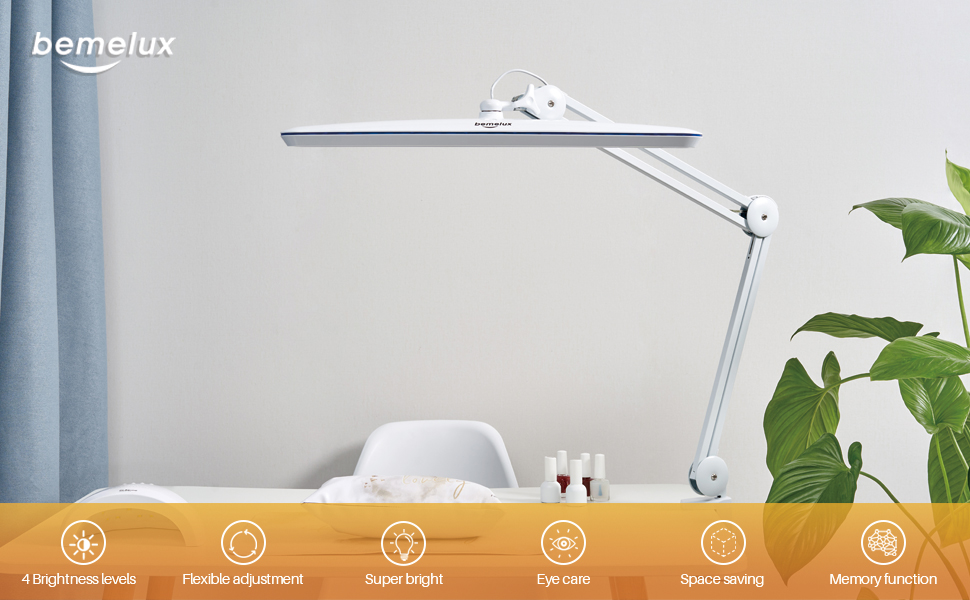 Bemelux Task Lamp with Clamp, Bright 117PCS LEDs, Metal Swing Arm 24W