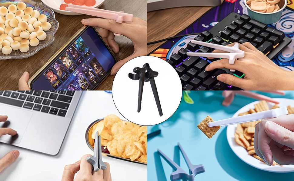 Scooken 6 Pcs Finger Chopsticks for Gamers Snack Grabber