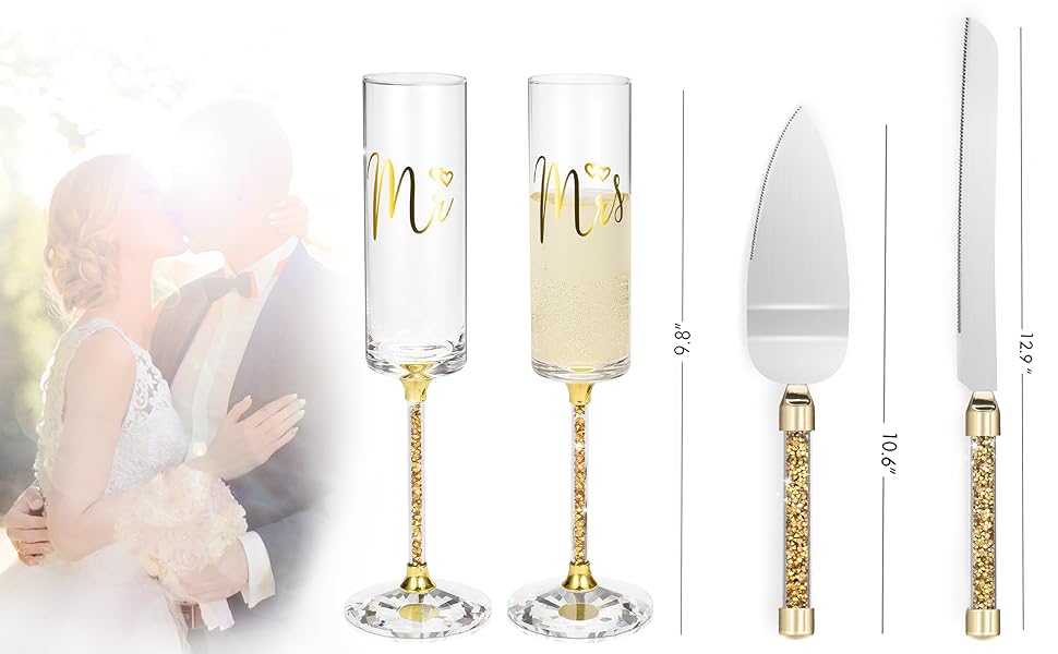 ROXBURGH Wedding Cake Knife and Server Set Champagne