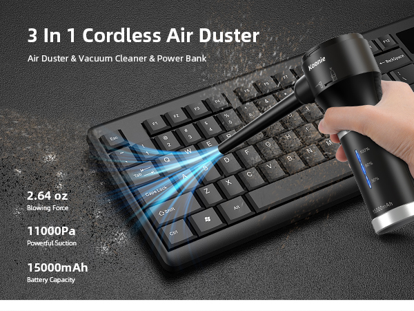KOONIE 15000mAh エアダスター&amp;掃除機&amp;モバイルバッテリー3in1 Amazon.com: Koonie Compressed Air Duster,Koonie 15000mAh