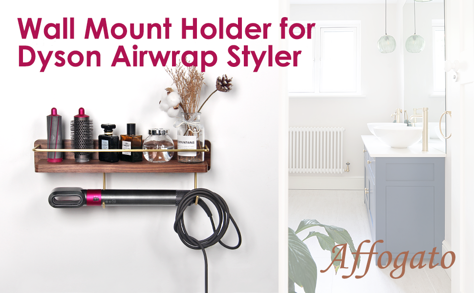 Wall Mounted Holder for Dyson Airwrap Styler Hair Curling Wand Brush Barrel Bathroom Shelf Tray