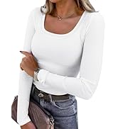 ANRABESS Womens Long Sleeve Shirts Scoop Neck Ribbed Knit Slim Fitted Tops Casual Basic Tee 2025 ...