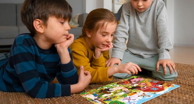 QUOKKA Learning Jigsaw Puzzles for Kids 4-6 Years Old 4X48 Puzzles Polar, Africa, City, Farm